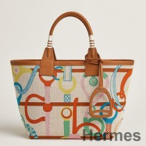 Clic Clac Panoplie Equestre가 장착된 H Plume 캔버스 소재의 Hermes Steeple 25 백