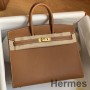 Hermes Birkin 25 Sellier 골드 엡솜 송아지 가죽 핸드메이드 백
