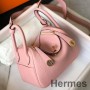 핑크 클레멘스 가죽 GHW 소재의 Hermes 린디 미니 백