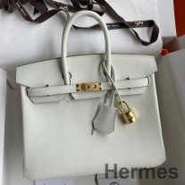 Ręcznie robiona torba Hermes Birkin 25 Retourne ze skóry cielęcej Beton Swift