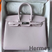 Ręcznie robiona torba Hermes Birkin 25 Sellier z jasnofioletowej skóry cielęcej Epsom
