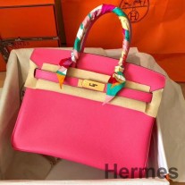 Hermes Birkin 30 Ręcznie robiona torba z różowej szminki Epsom
