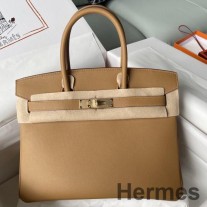 Hermes Birkin 30 Retourne Ręcznie robiona torba z biscuitowej skóry Swift
