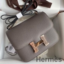 Ręcznie robiona torba Hermes Constance 18 ze skóry cielęcej Etain Epsom