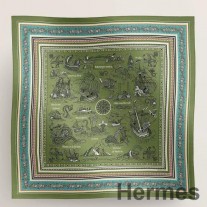 Hermes Green Tatouages Marins Bandana Szal 140