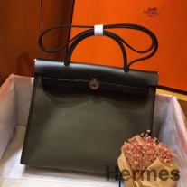 Torba Hermes Herbag Zip 31 cm w kolorze czarnym i baldachimem