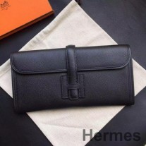 Kopertówka Hermes Jige Elan 29 z czarnej skóry cielęcej Epsom