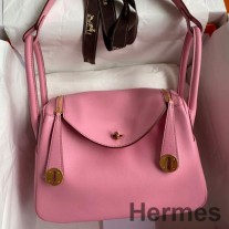 Hermes Lindy 26 Ręcznie robiona torba z różowego konfetti Swift ze skóry cielęcej