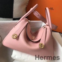 Torba Hermes Lindy 26 cm z różowej skóry Clemence GHW