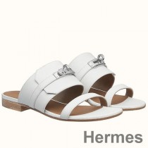 Sandały Hermes Avenue z białej skóry cielęcej