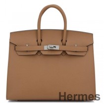 Ręcznie robiona torba Hermes Birkin 25 Sellier ze skóry cielęcej Chai Epsom