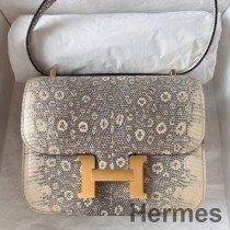 Hermes Constance 18 Ręcznie robiona torba z naturalnej skóry jaszczurki