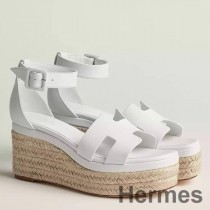 Espadryle Hermes Elda z białej skóry