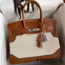 Torba Hermes Ghillies Birkin 30 cm z limitowanej edycji z gładkiej i złotej skóry Swift