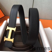 Klamra paska Hermes H i czarny pasek Epsom 32 MM