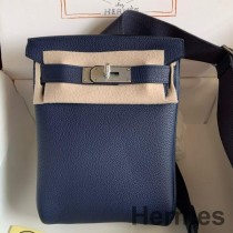 Plecak Hermes Hac a Dos PM ze skóry Blue Saphir Clemence