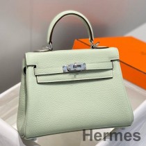 Torba Hermes Kelly 20 cm ze skóry Vert Fizz Clemence PHW