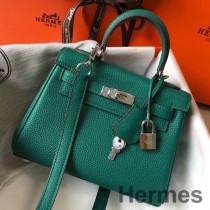 Torba Hermes Kelly 20 cm ze skóry Vert Vertigo Clemence PHW