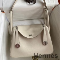 Hermes Lindy 26 Ręcznie robiona torba ze skóry Craie Clemence