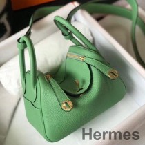 Minitorba Hermes Lindy ze skóry Vert Criquet Clemence GHW