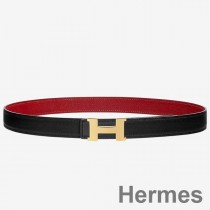 Dwustronny pasek Hermes Mini Constance 24 mm czarno-czerwony