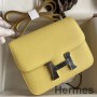 Hermes Constance 18 Ręcznie robiona torba ze skóry cielęcej Jaune Poussin Epsom