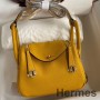 Ręcznie robiona torba Hermes Mini Lindy ze skóry Jaune Ambre Clemence
