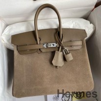 Bolso Hermes Birkin 25 Grizzly en Taupe Veau Doblis y cuero Swift