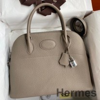 Hermes Bolide 1923 31 Bolso hecho a mano en cuero Gris Asfalto Clemence