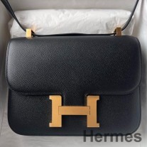 Bolso Hermes Constance 1-24 con espejo en piel de becerro Epsom negra