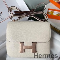 Bolso Hermes Constance 18 hecho a mano en cuero Nata Chevre Mysore