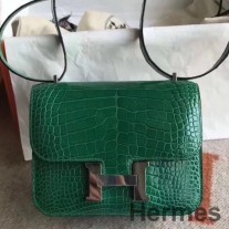 Bolso Hermes Constance 24 hecho a mano en cocodrilo del Niloticus verde