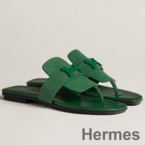 Sandalias Hermes Galerie en ante verde