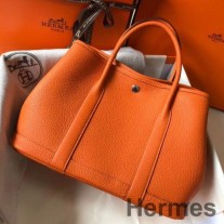 Bolso Hermes Garden Party 30 en cuero Taurillon naranja