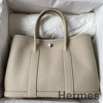 Bolso Hermes Garden Party 30 hecho a mano en piel Beton Negonda