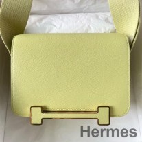 Bolso Hermes Geta hecho a mano en cuero Jaune Bourgeon Chevre Mysore