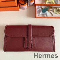 Bolso de mano Hermes Jige Elan 29 en piel de becerro Swift color Burdeos