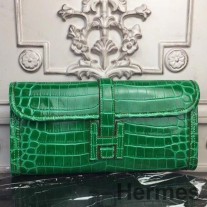 Embrague Hermes Jige Elan 29 en piel de cocodrilo de bambú