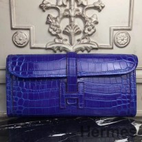 Clutch Hermes Jige Elan 29 en piel de cocodrilo azul eléctrico