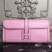 Clutch Hermes Jige Elan 29 en piel de cocodrilo rosa