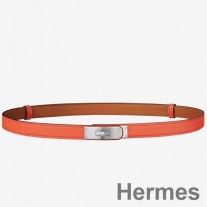 Cinturón Hermes Kelly 18 en cuero Epsom naranja