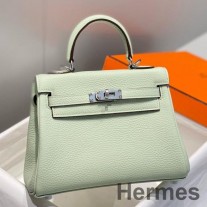 Bolso Hermes Kelly de 20 cm en cuero Vert Fizz Clemence PHW