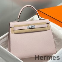Bolso Hermes Kelly Sellier de 25 cm en cuero Epsom pálido color malva