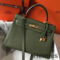 Bolso Hermes Kelly de 32 cm en cuero Canopee Clemence GHW