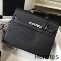 Maletín Hermes Kelly Depeche 34 en piel de becerro negra