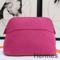 Estuche de viaje Hermes Bolide mediano en algodón rojo rosa