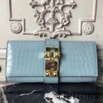 Bolso de mano Hermes Medor en piel de cocodrilo Ciel