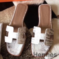 Sandalias Hermes Oran en cocodrilo Himalaya Matt Niloticus
