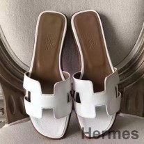 Sandalias Hermes Oran en cuero Epsom blanco