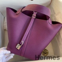 Bolso Hermes Picotin Lock 18 hecho a mano en cuero Anemone Clemence